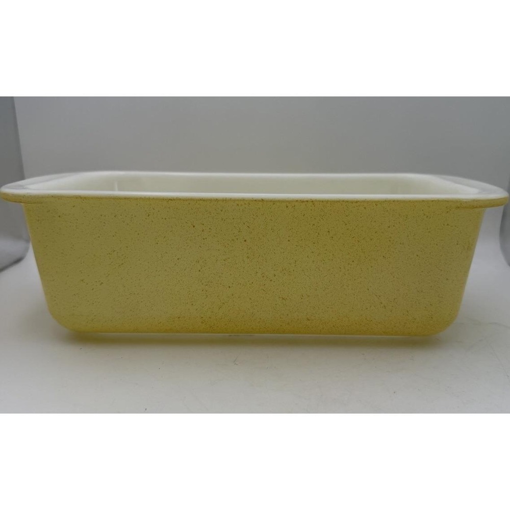 Vintage Pyrex 213 Sunny Yellow Speckled Loaf Pan Baking Dish USA 1.5